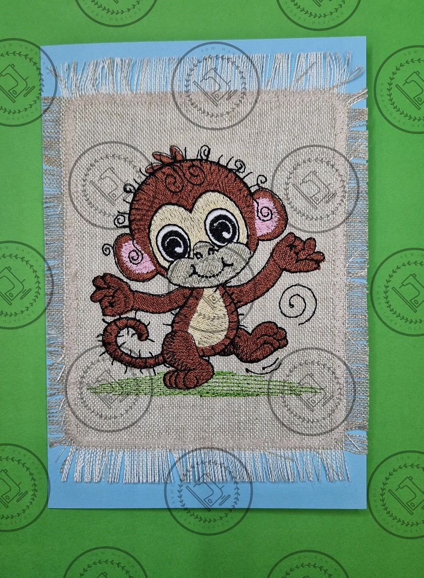 RAGGY DANCING MONKEY Machine Embroidery Design