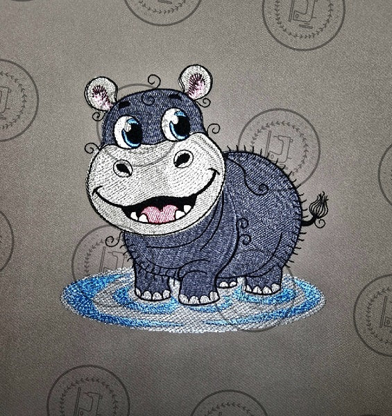 RAGGY HIPPO  /  HIPPOPOTAMUS Machine Embroidery Design