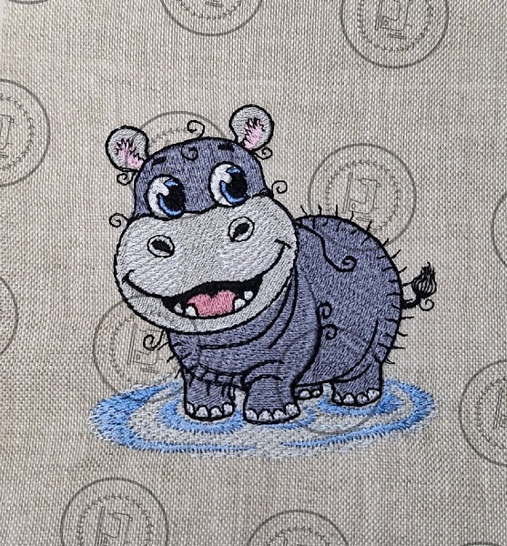 RAGGY HIPPO  /  HIPPOPOTAMUS Machine Embroidery Design