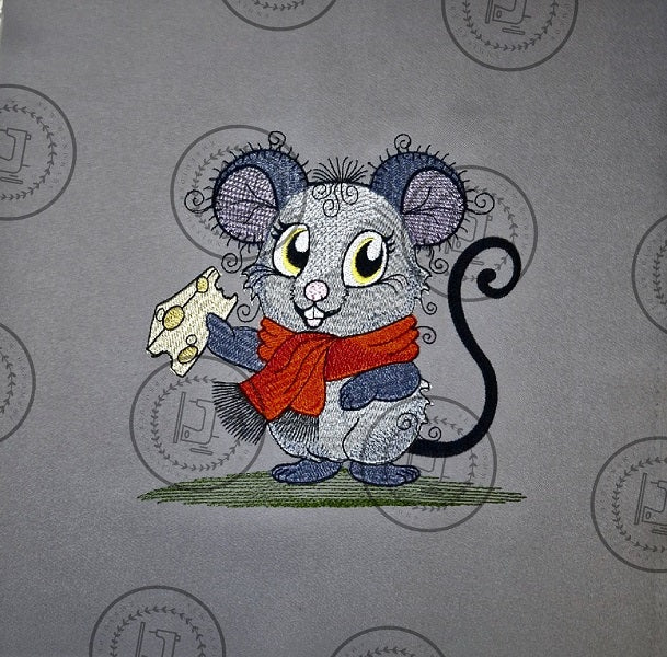 RAGGY MOUSE WITH CHEESE Machine Embroidery Design