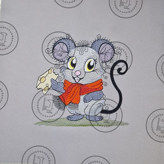 RAGGY MOUSE WITH CHEESE Machine Embroidery Design