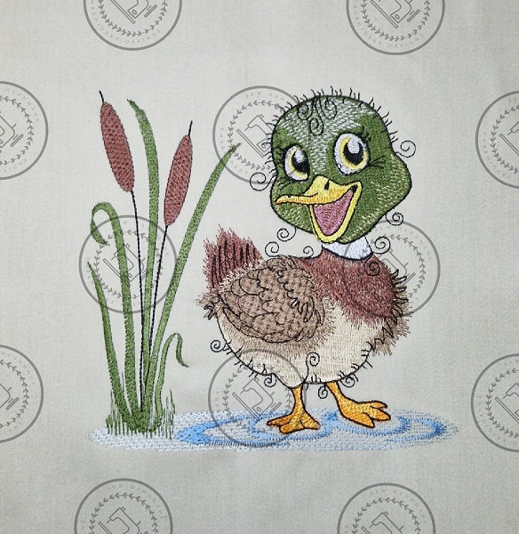 RAGGY MALLARD DUCK IN REEDS Machine Embroidery Design