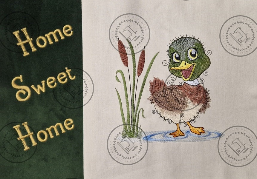 RAGGY MALLARD DUCK IN REEDS Machine Embroidery Design