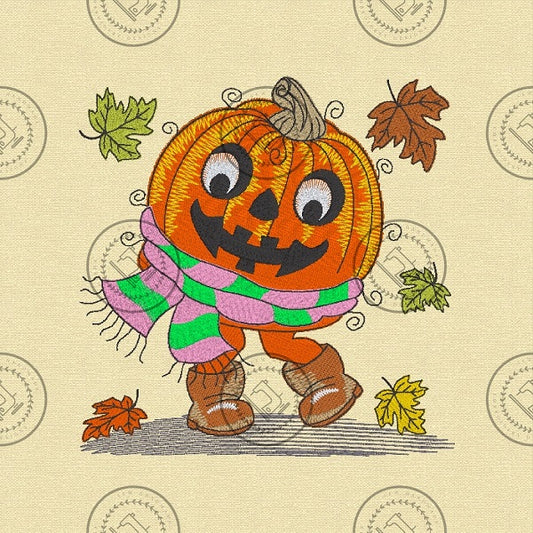 RAGGY HARVEST HALLOWEEN PUMPKIN Machine Embroidery Design - RHP24L  6 x 6