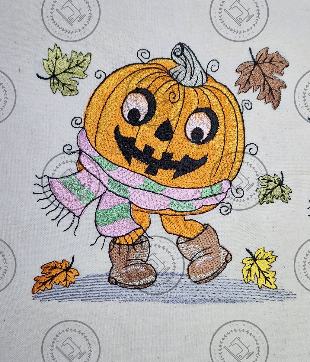 RAGGY HARVEST HALLOWEEN PUMPKIN Machine Embroidery Design