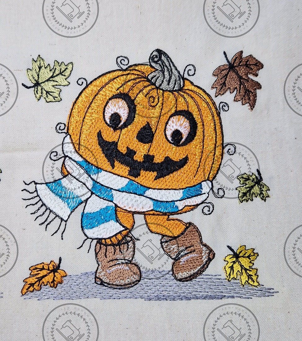 RAGGY HARVEST HALLOWEEN PUMPKIN Machine Embroidery Design