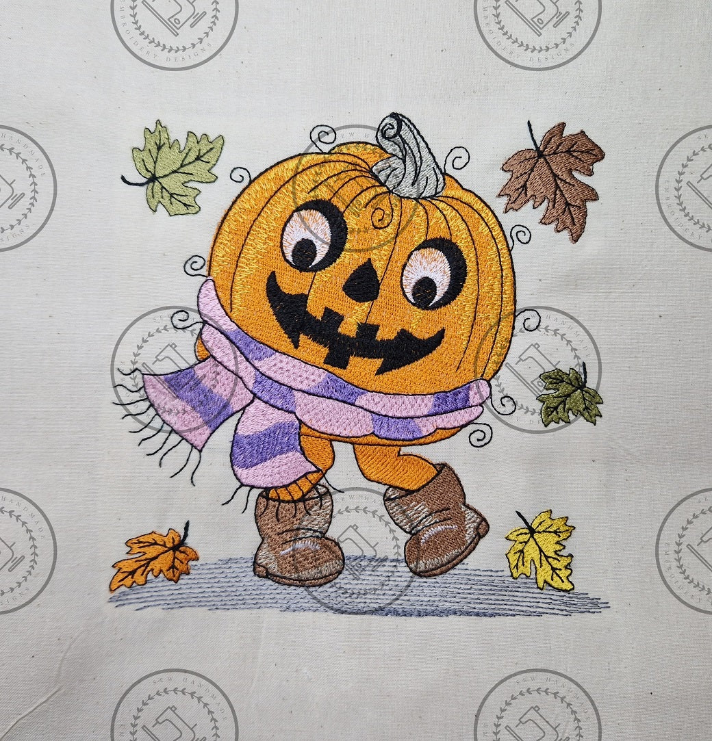 RAGGY HARVEST HALLOWEEN PUMPKIN Machine Embroidery Design