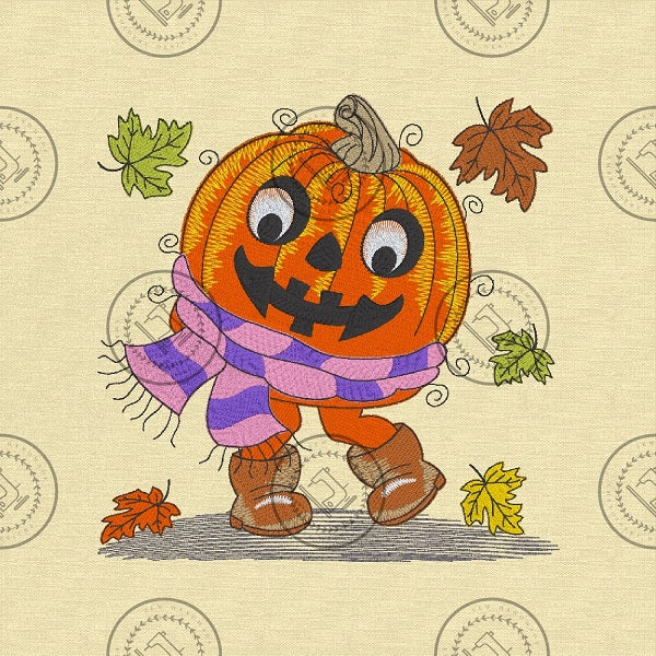 RAGGY HARVEST HALLOWEEN PUMPKIN Machine Embroidery Design