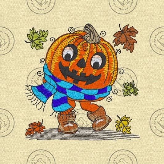 RAGGY HARVEST HALLOWEEN PUMPKIN Machine Embroidery Design - RHP24s  4 x 4