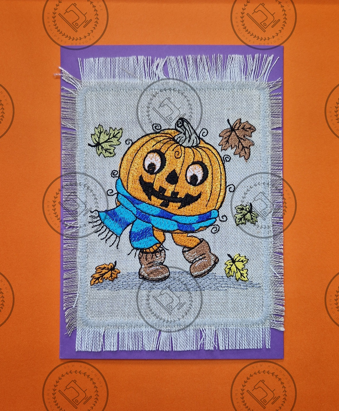 RAGGY HARVEST HALLOWEEN PUMPKIN Machine Embroidery Design