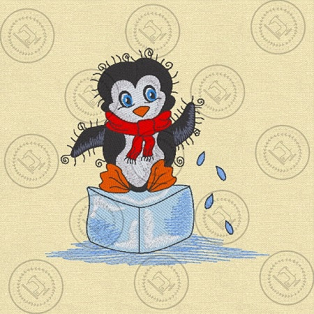 RAGGY ICE BLOCK PENGUIN Embroidery Design - RP23M  5 x 5