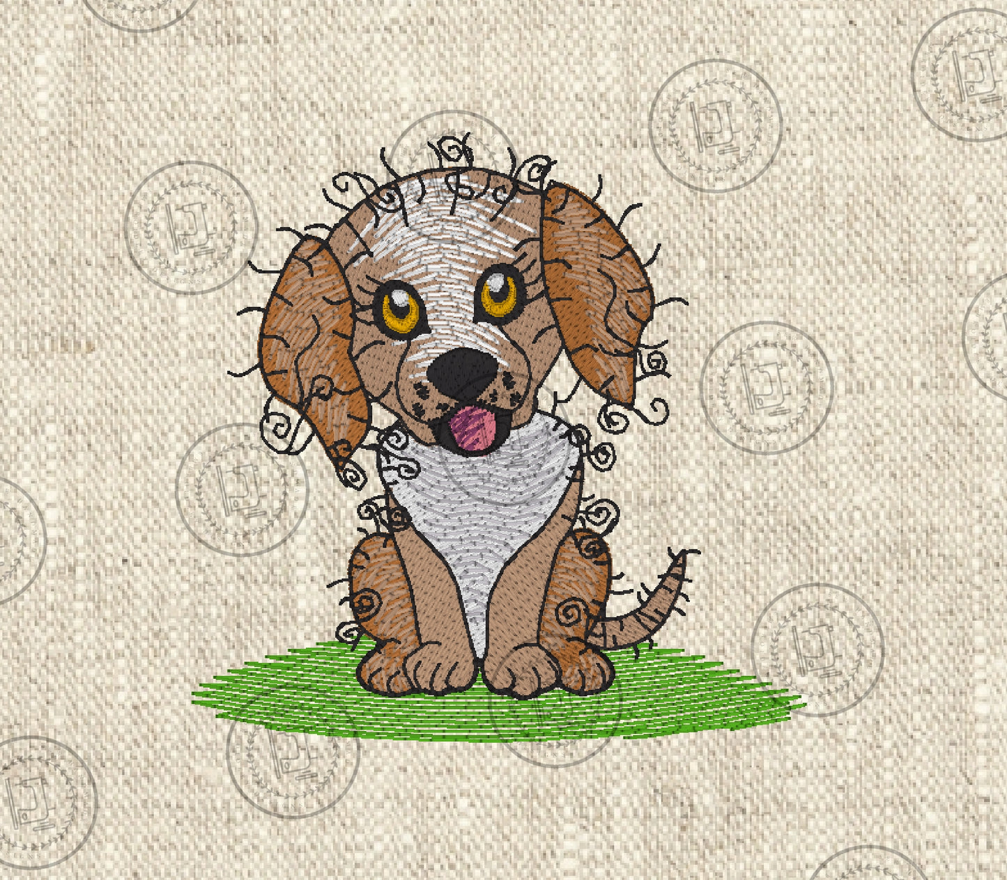 RAGGY PUPPY DOG Embroidery Design - RS002    4 x 4