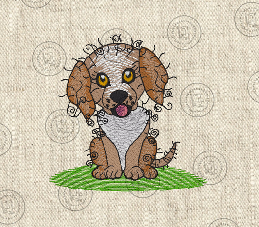 RAGGY PUPPY DOG Embroidery Design - RS002    4 x 4