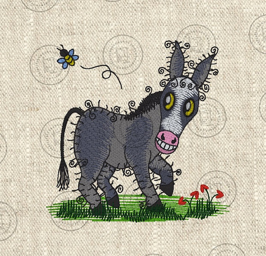 RAGGY DONKEY Embroidery Design - RS012   5 x 6