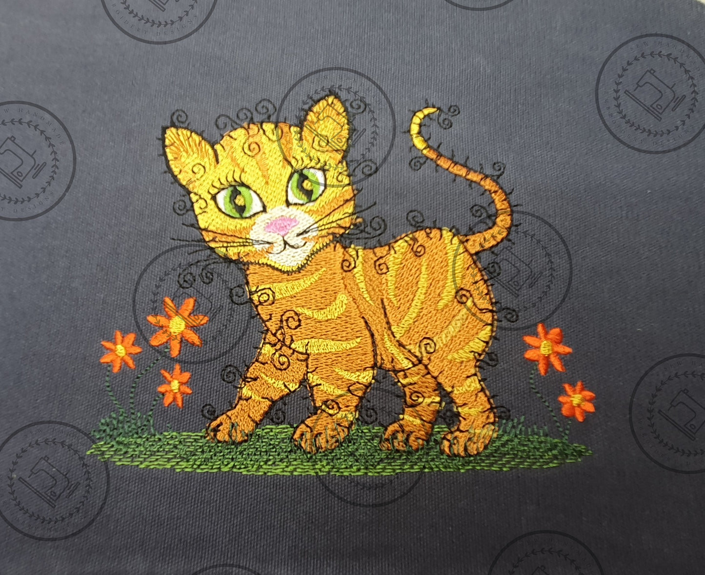 RAGGY TABBY KITTEN CAT Machine Embroidery Design