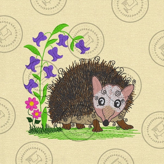 RAGGY HEDGEHOG Embroidery Design - RS018  5 x 5