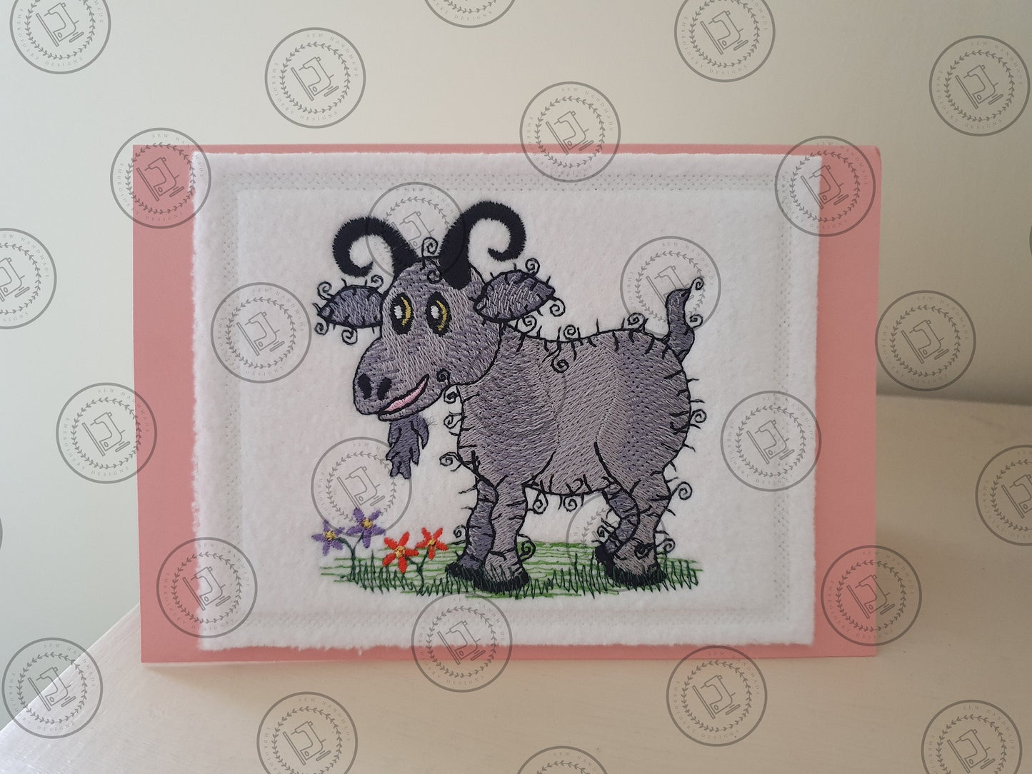 RAGGY GOAT Embroidery Design - RSS014   4 x 4