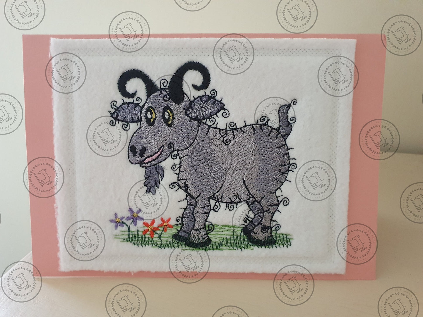 RAGGY GOAT Embroidery Design - RSS014   4 x 4