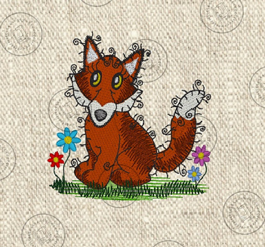 RAGGY FOX Embroidery Design - RSS015   4 x 4