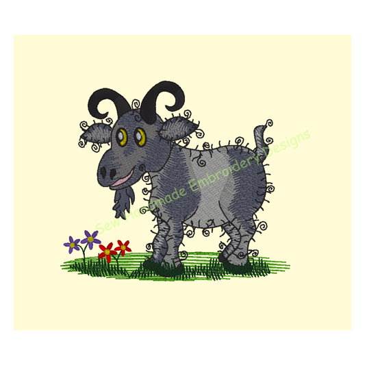 RAGGY GOAT Machine Embroidery Design