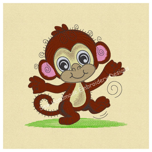 RAGGY DANCING MONKEY Machine Embroidery Design