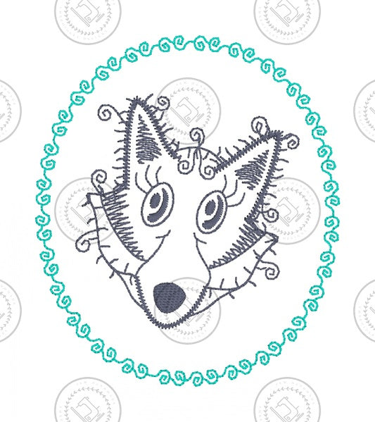 SKETCH CAMEO FOX Embroidery Design - SC12  3.5 x 4