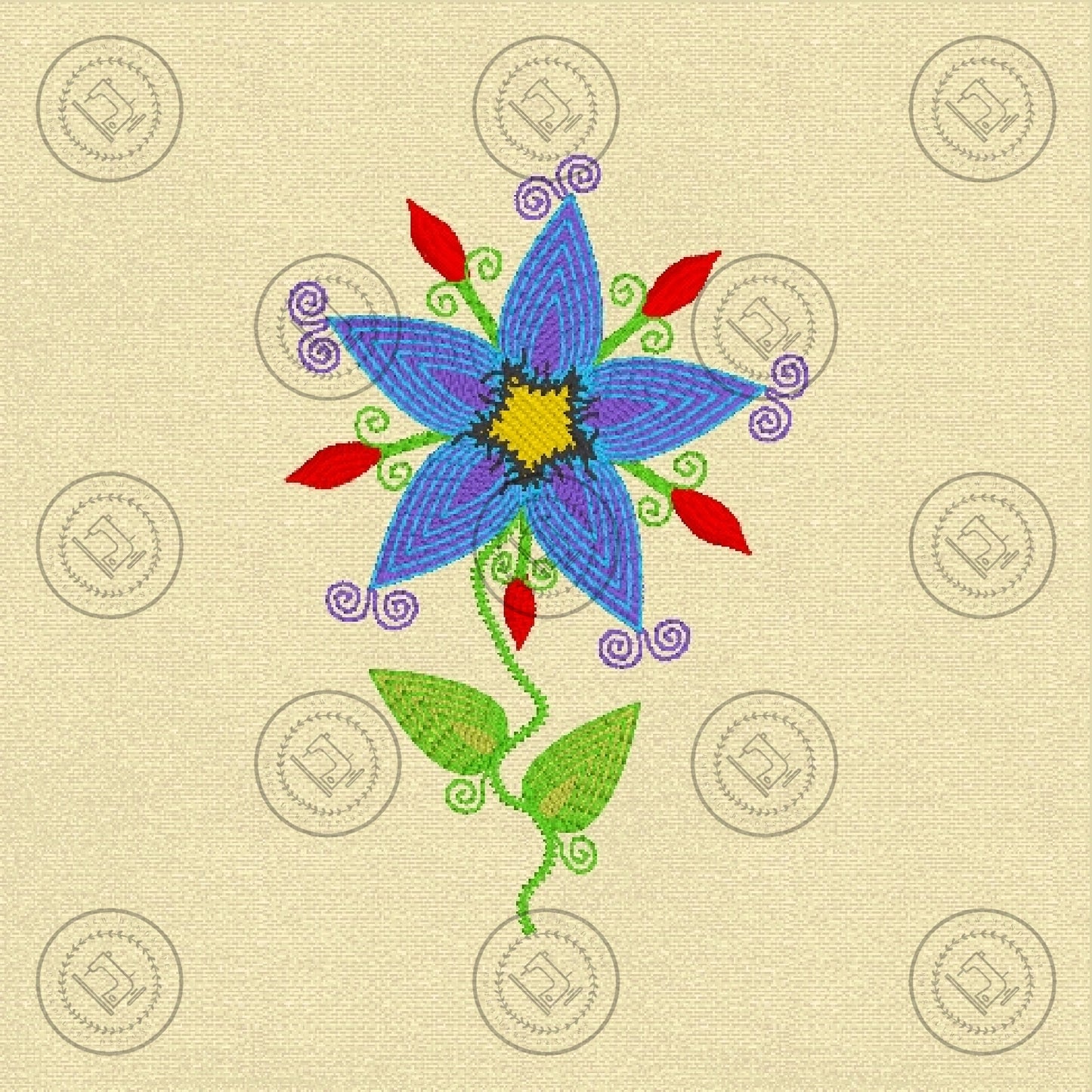 SWIRLY FLOWER Embroidery Design