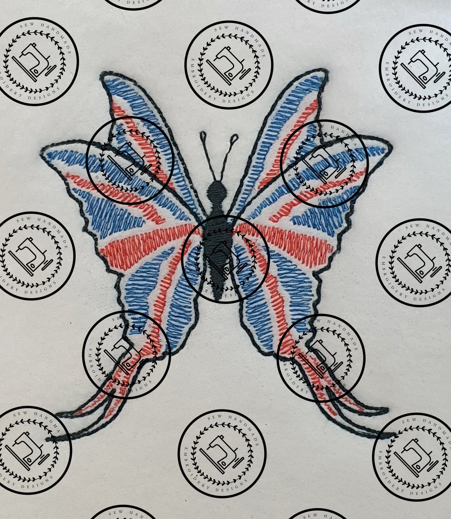 SKETCH FILL UNION JACK BUTTERFLY Embroidery Design - UJBF22   4 x 4