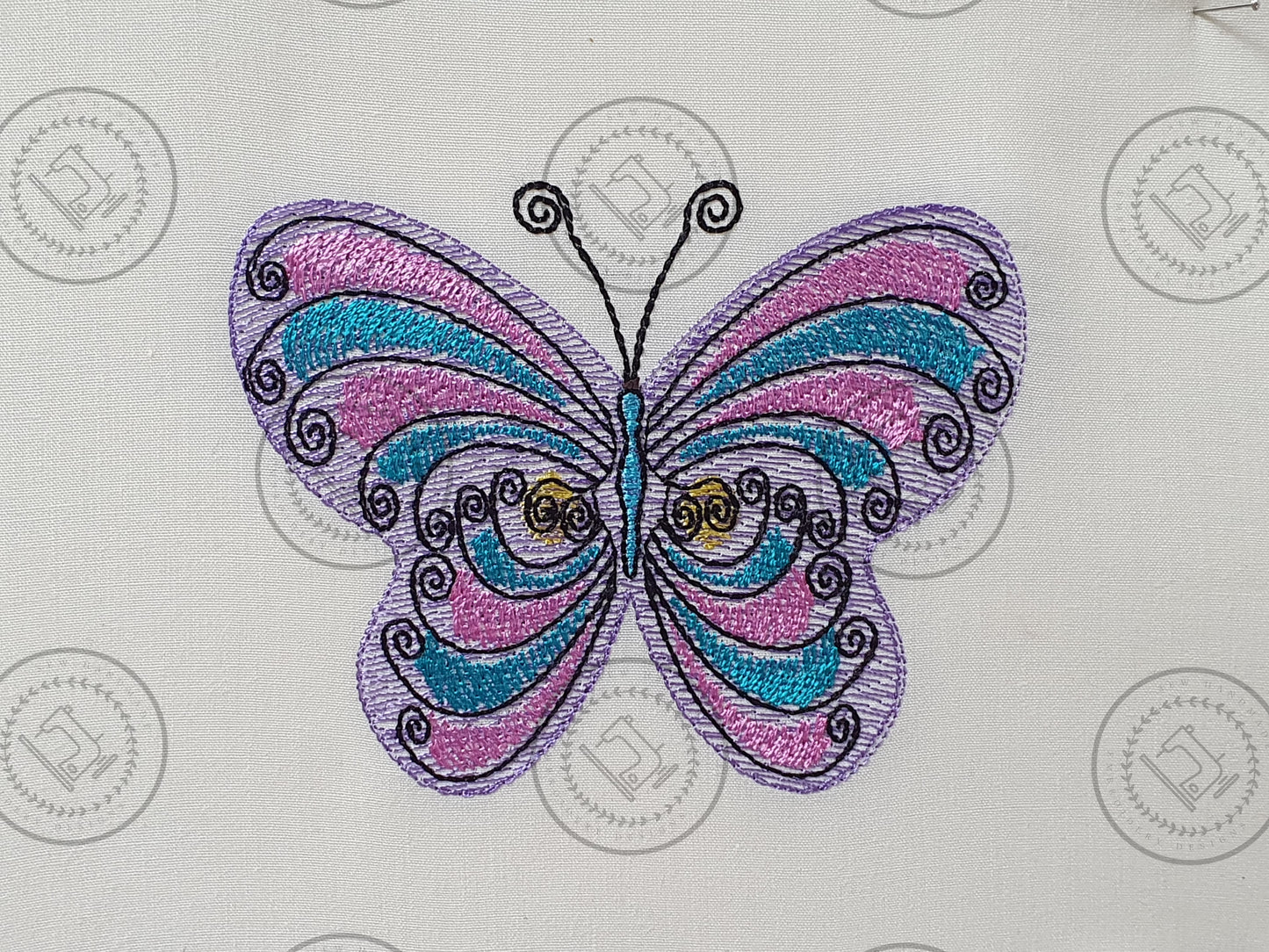 LIGHT FILL MULTI COLOURED BUTTERFLY Embroidery Design - LFB023   4 x 4