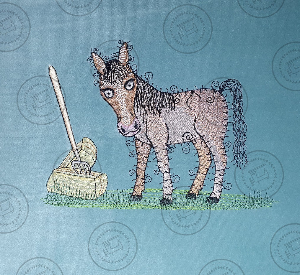 RAGGY HORSE Embroidery Design - RS011   5 x 7