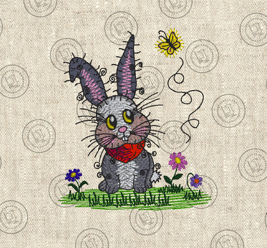 RAGGY BUNNY RABBIT Embroidery Design - RSS003  4 x 4