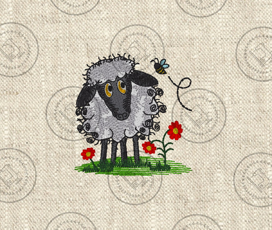 RAGGY SHEEP Embroidery Design - RS004  4 x 4