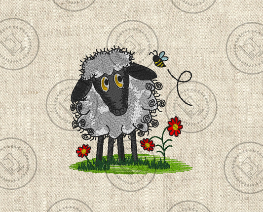 RAGGY SHEEP Embroidery Design - R004   5 x 5